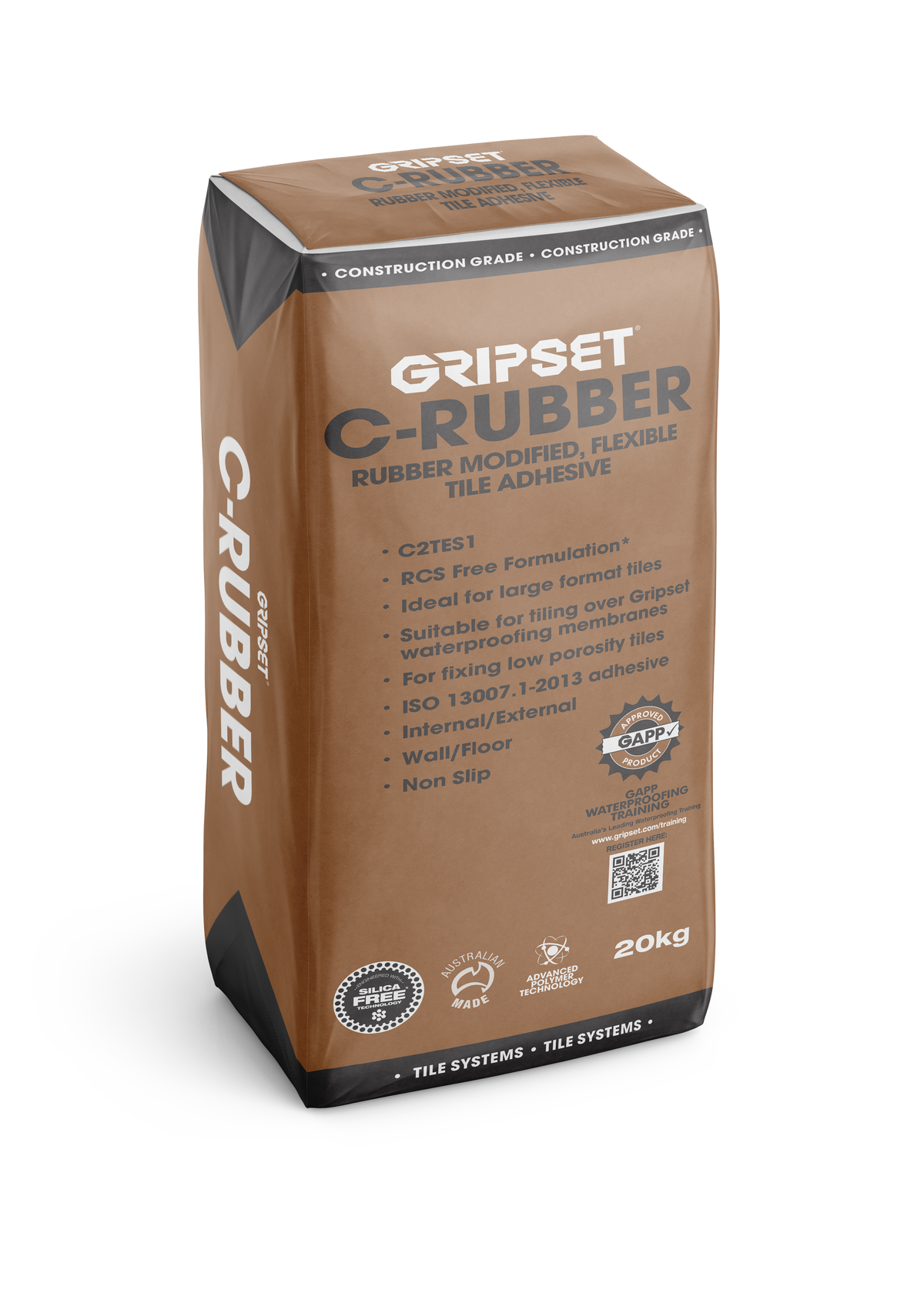 Gripset C-Rubber 20kg flexible tile adhesive bag