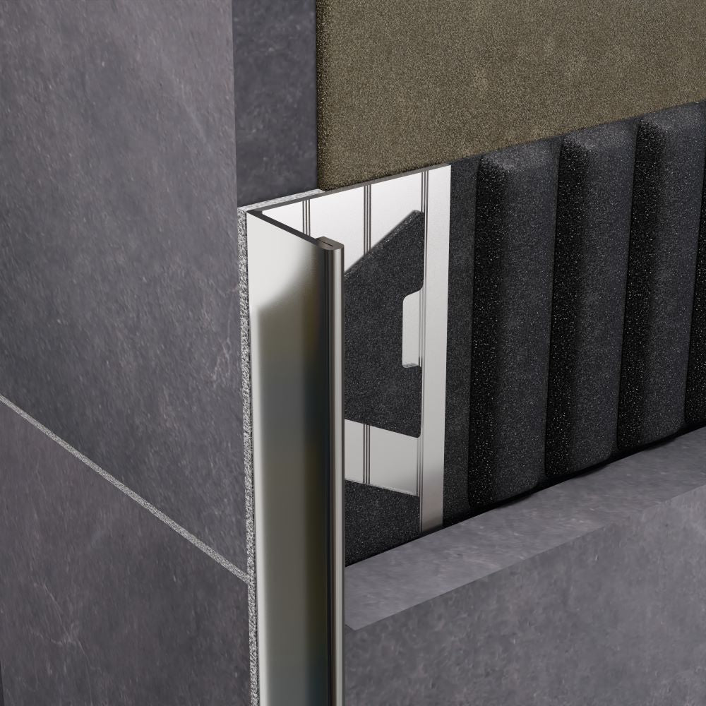 Amark L Profile Stainless Steel Tile Trim 3m - Polished