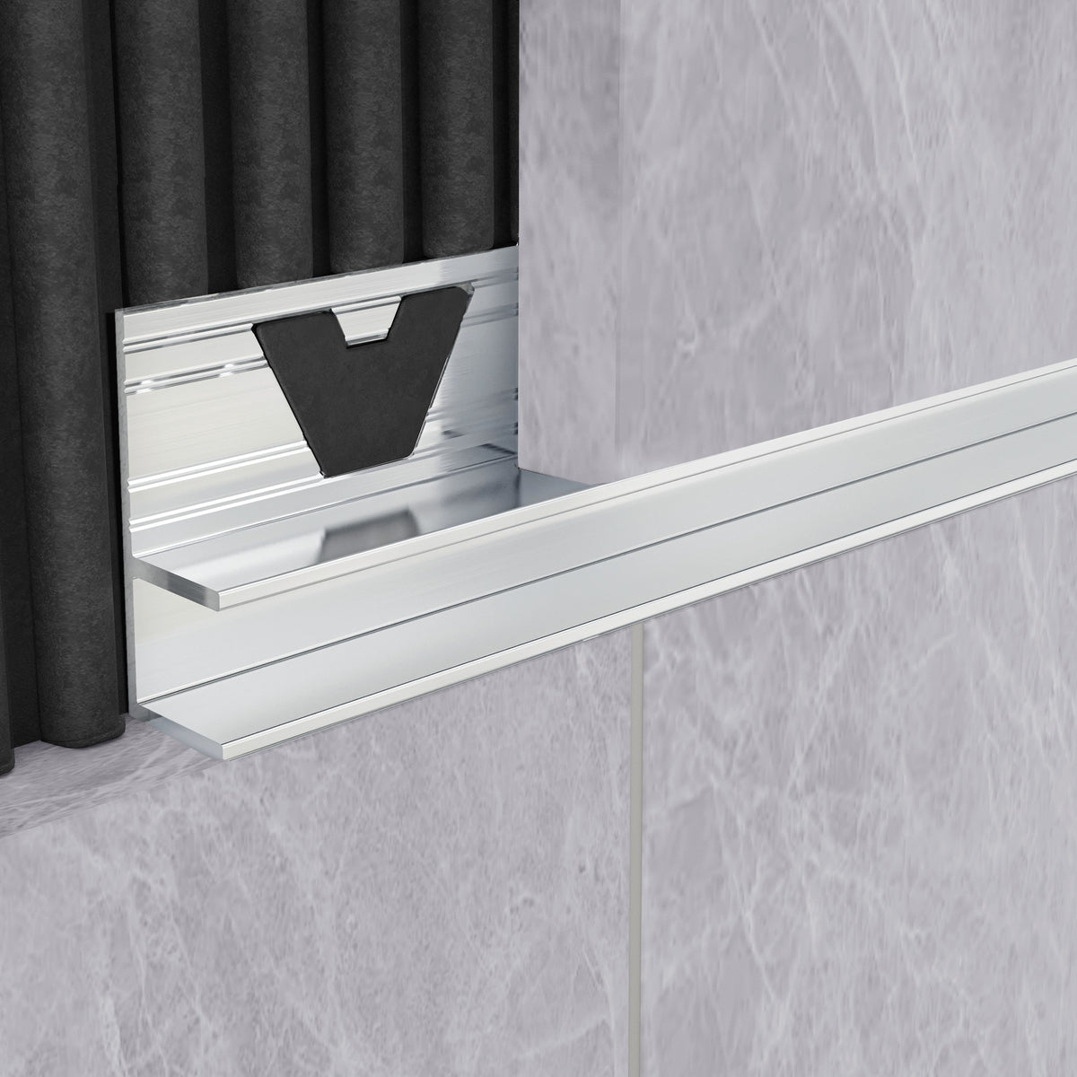 Amark All-Channel Shadowline Tile Trim 3m - Bright Silver