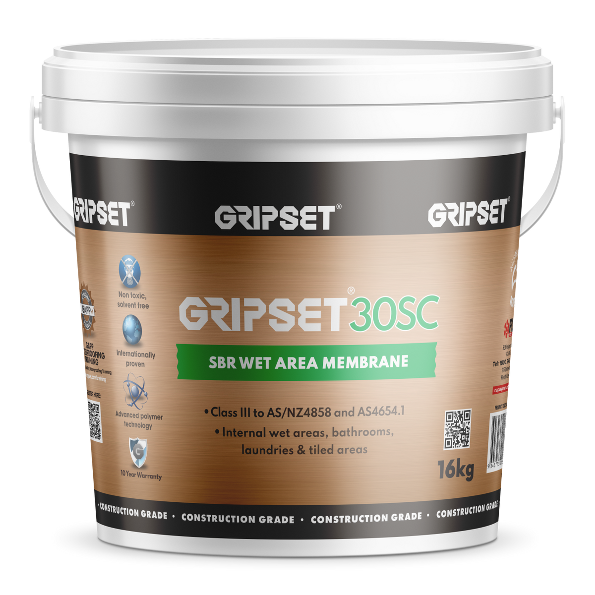 Gripset 30SC SBR Wet Area Membrane 16kg