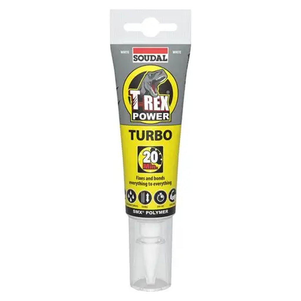 Soudal T-Rex Power Turbo fast-setting adhesive sealant, White